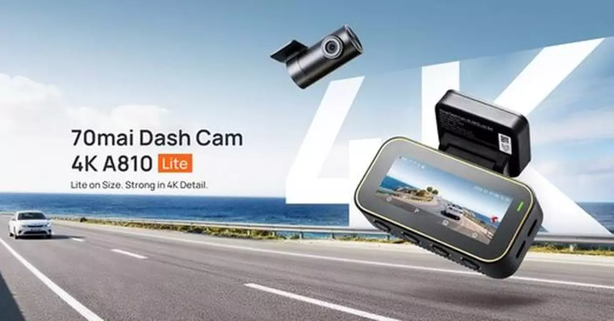 70mai Launches 4K A810 Lite: Compact Dash Cam with 4G Cloud+ Service