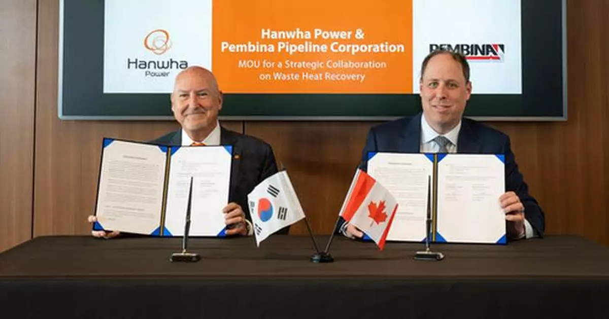 Hanwha Power Signs Strategic Memorandum of Understanding with Canadian Energy Company Pembina Pipeline for Lower-Carbon Power Generation Business