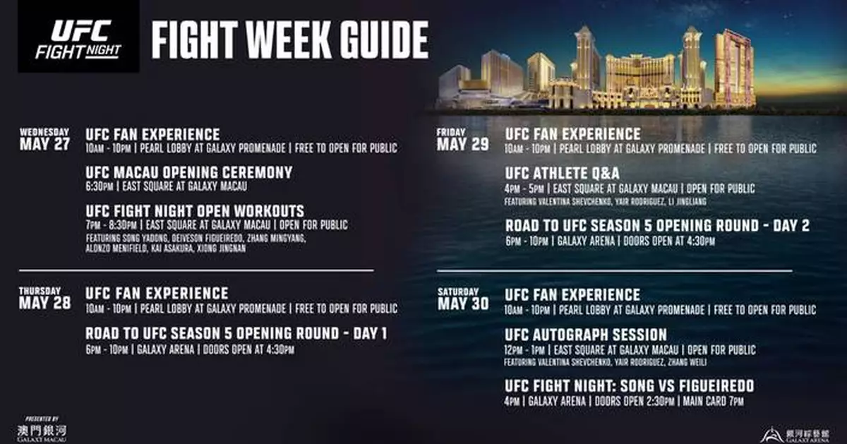 Galaxy Macau and UFC Co-present an Action-packed Series of Interactive Events Throughout Fight Week for UFC FIGHT NIGHT Macau