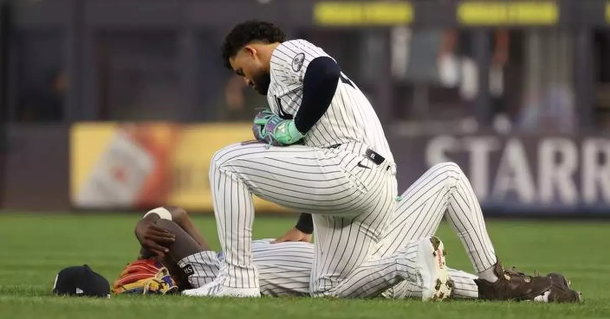 Yankees 2B Jazz Chisholm Jr. leaves game after collision with OF Jasson Domínguez