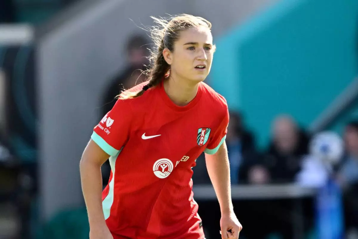 FILE - Kansas City Current forward Ally Sentnor in action against Gotham FC during an NWSL soccer match, Saturday, April 4, 2026, in Kansas City, Mo. (AP Photo/Reed Hoffmann,File)