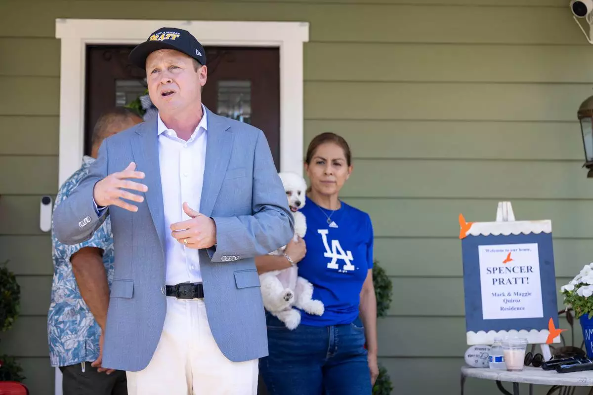 Los Angeles mayoral candidate Spencer Pratt during a campaign event Sunday, May 31, 2026, in Los Angeles. (AP Photo/Jill Connelly)