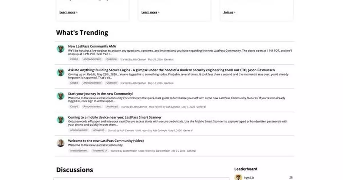 LastPass Transforms User Experience with Enhanced, High-Efficiency Community Platform