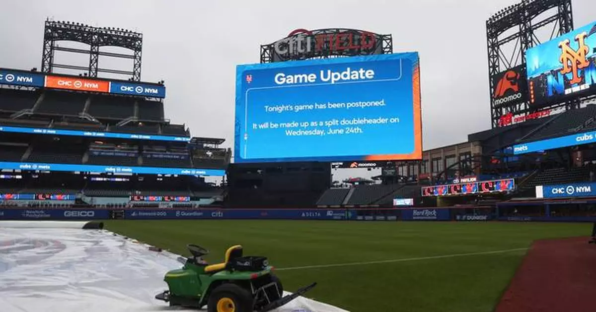 Cubs-Mets game postponed by rain; teams will play split doubleheader on Wednesday