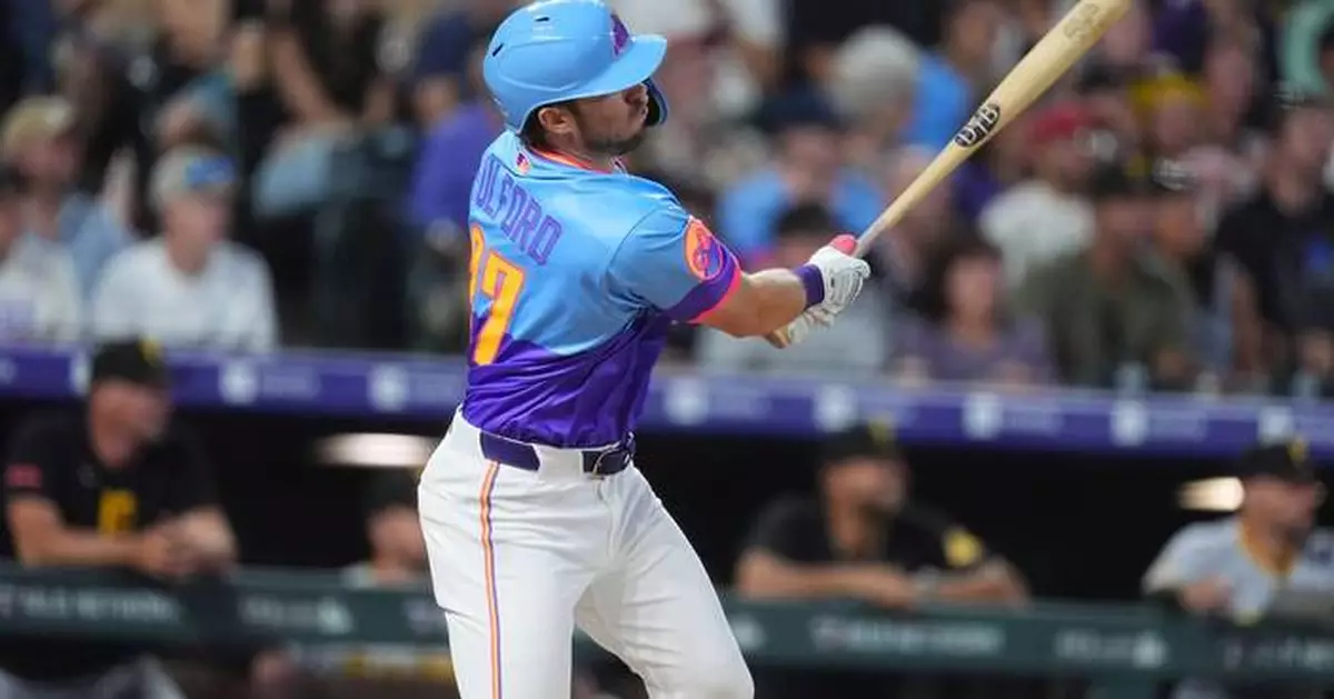 Fulford's pinch 2-run double in 8th lifts Rockies past Pirates 4-3, Freeland reaches 1,000 Ks