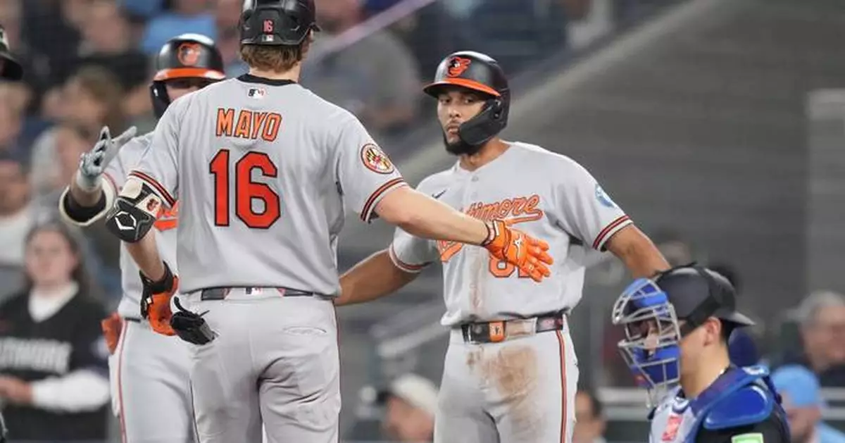Rutschman homers, drives in 5 in the Orioles' 13-3 victory over the Blue Jays