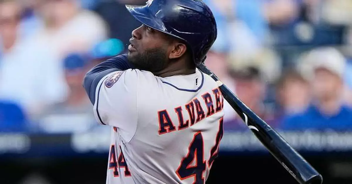 Alvarez hits 2 HRs, including a grand slam, in the first inning as Astros beat Royals 10-8