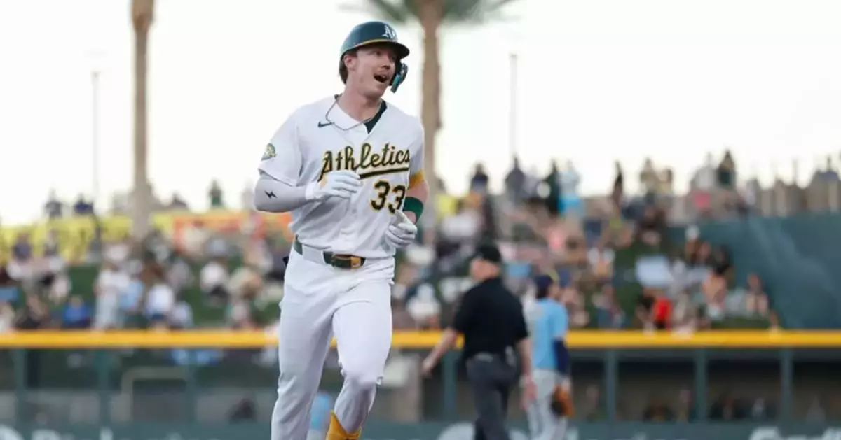 Bolte hits 1st MLB homer and A's go deep 5 more times in Las Vegas for 7-5 win over Brewers