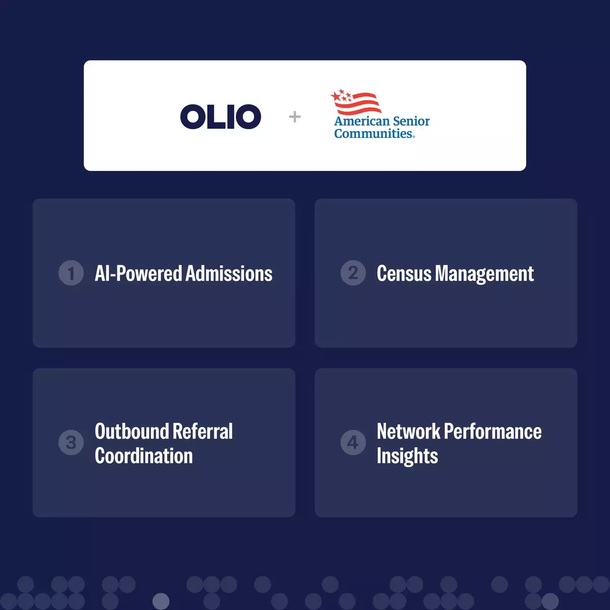 After evaluating a fragmented market of point solutions, ASC chose to consolidate on Olio—the only care coordination platform that connects all aspects of care transitions on one platform.