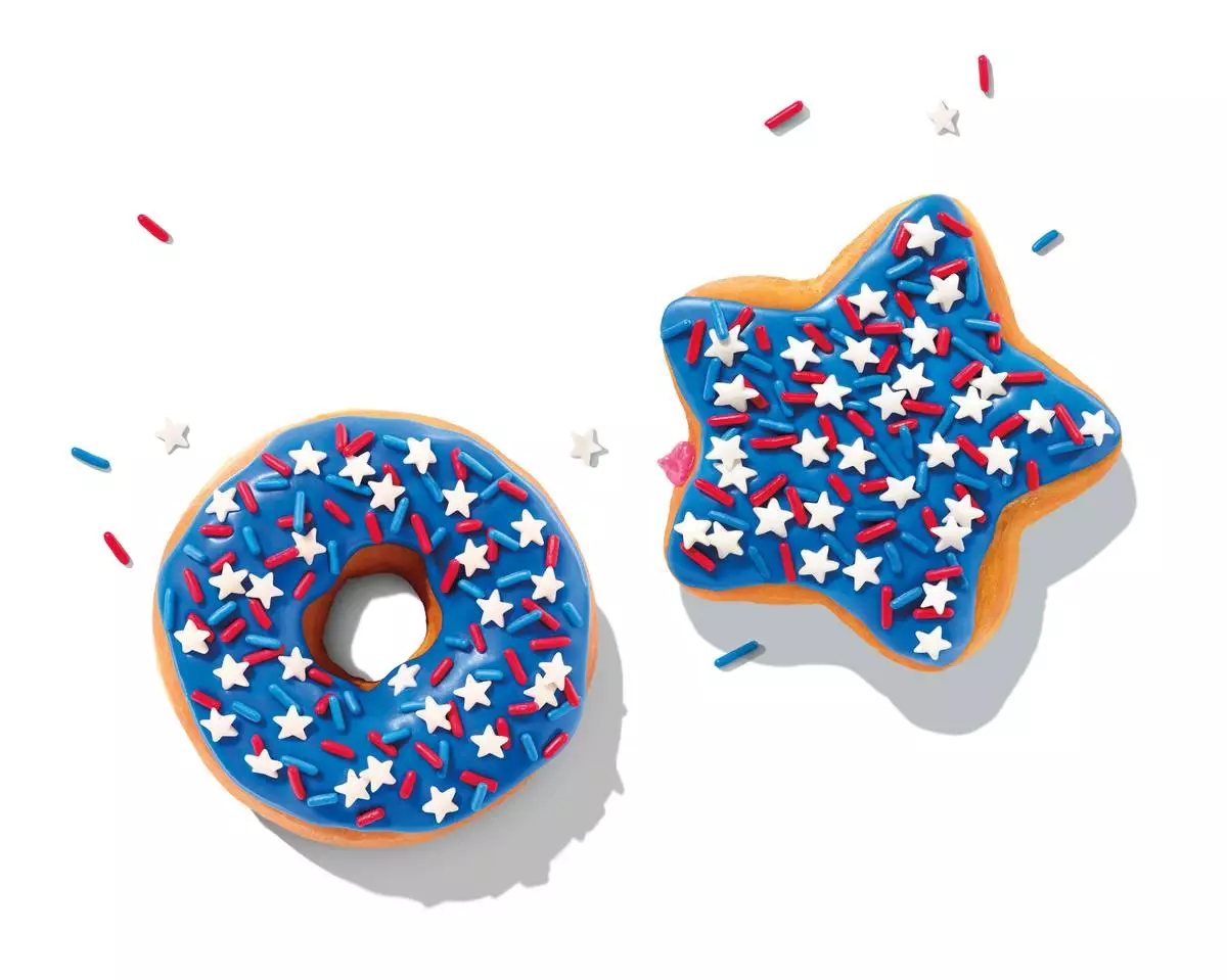 Dunkin’ brings a patriotic twist to the bakery case with the Rocket Pop Donut, Stars & Stripes Donut and MUNCHKINS® Donut Hole Treats – all topped with festive red, white and blue sprinkles.