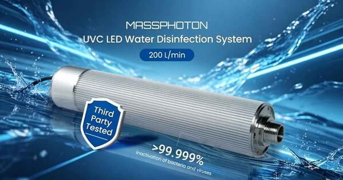 MASSPHOTON Launches the Industry's First 200 LPM UVC LED Water Disinfection System, Independently Certified for High-Flow Applications