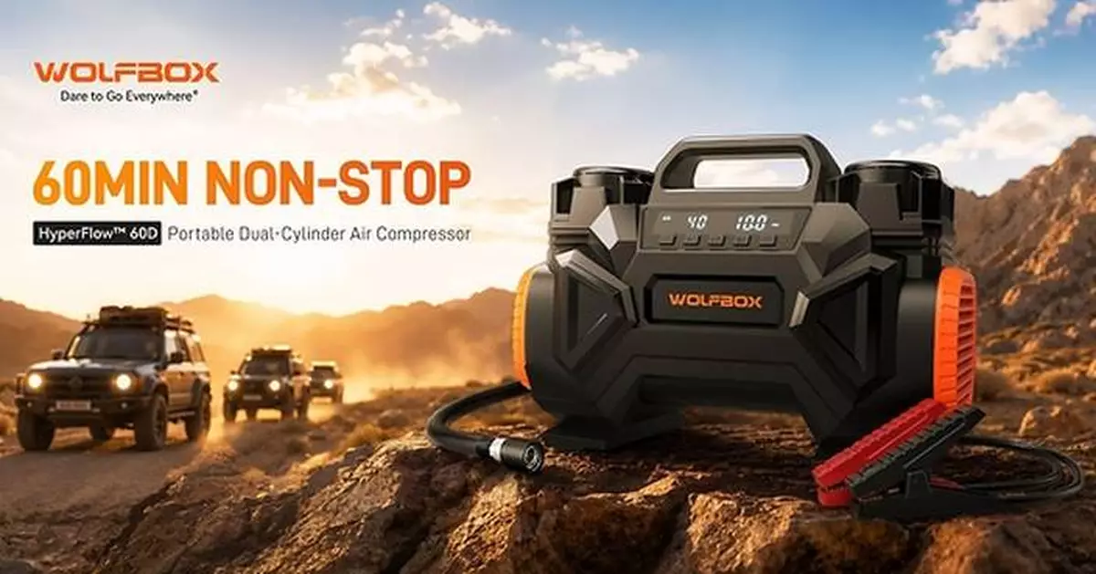 Wolfbox Launches HyperFlow 60D Tire Inflator, Built to Deliver 60 Minutes of Continuous Inflation