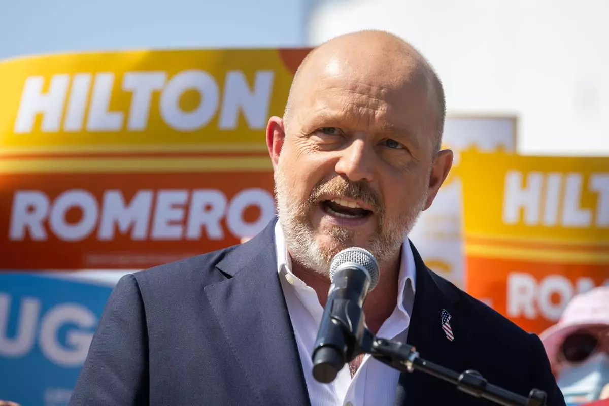 California Republican gubernatorial candidate Steve Hilton speaks during a campaign event on Wednesday, July 22, 2026, in Los Angeles. (AP Photo/Ethan Swope)