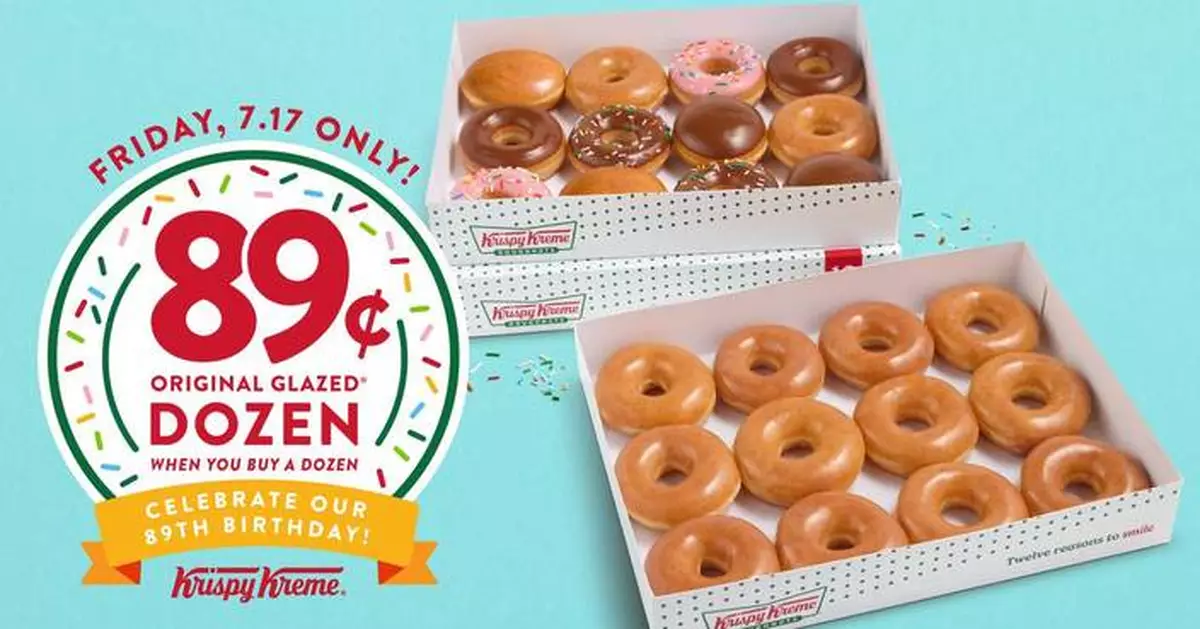 KRISPY KREME®'s Celebrates 89th Birthday with 89-Cent Original Glazed® Dozens on Friday, July 17
