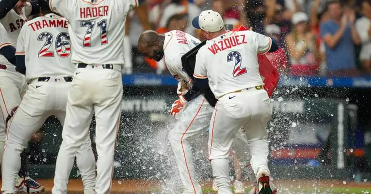 Alvarez hits 2-run homer in 9th to cap big night with Astros' 10-8 victory over Rays