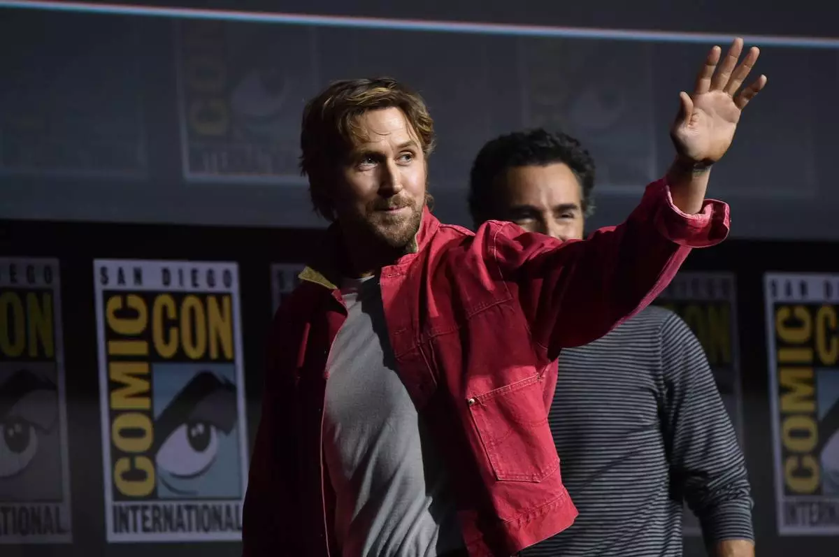 Ryan Gosling, left, and Shawn Levy attend a panel for Marvel Studios during Comic-Con International on Saturday, July 25, 2026, in San Diego. (Photo by Richard Shotwell/Invision/AP)