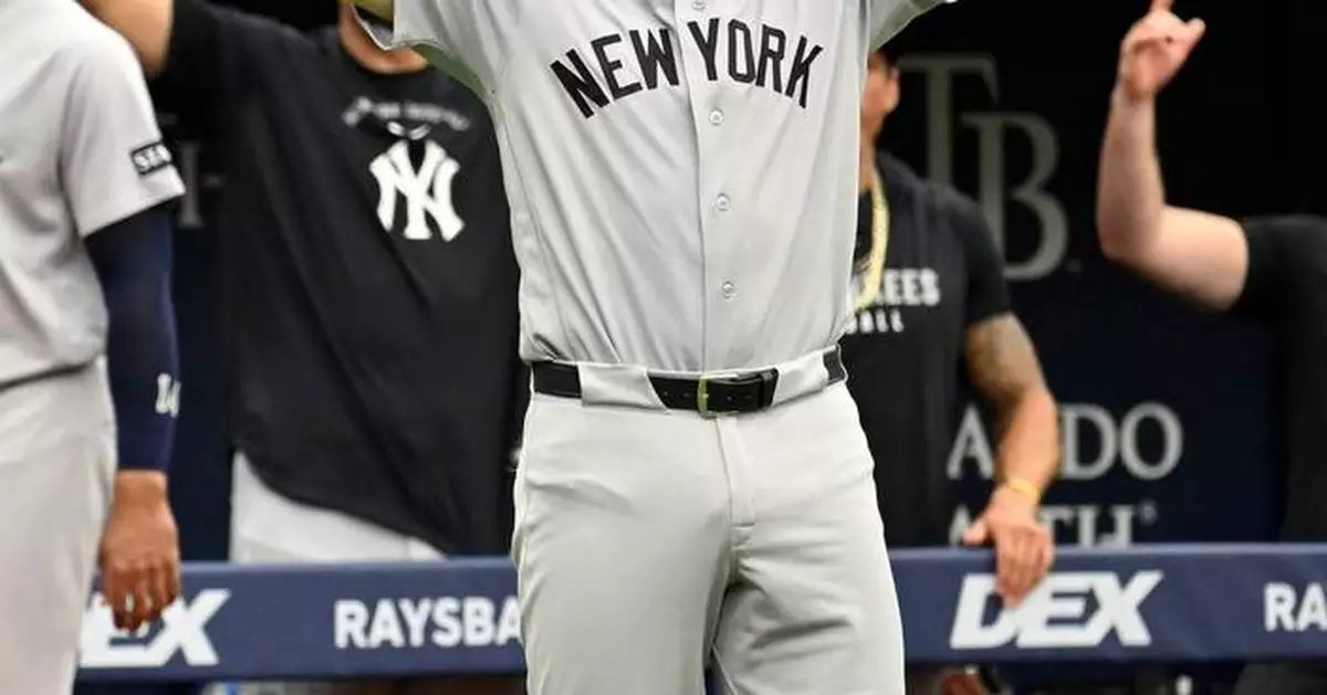 Ben Rice homers twice, Yankees beat Rays 12-4 to split 4-game series