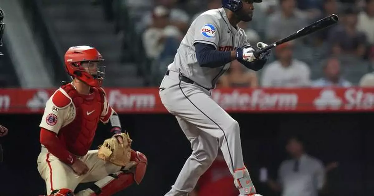 Alvarez homers in first inning and hits RBI single in ninth to lead Astros to 3-2 win over Angels