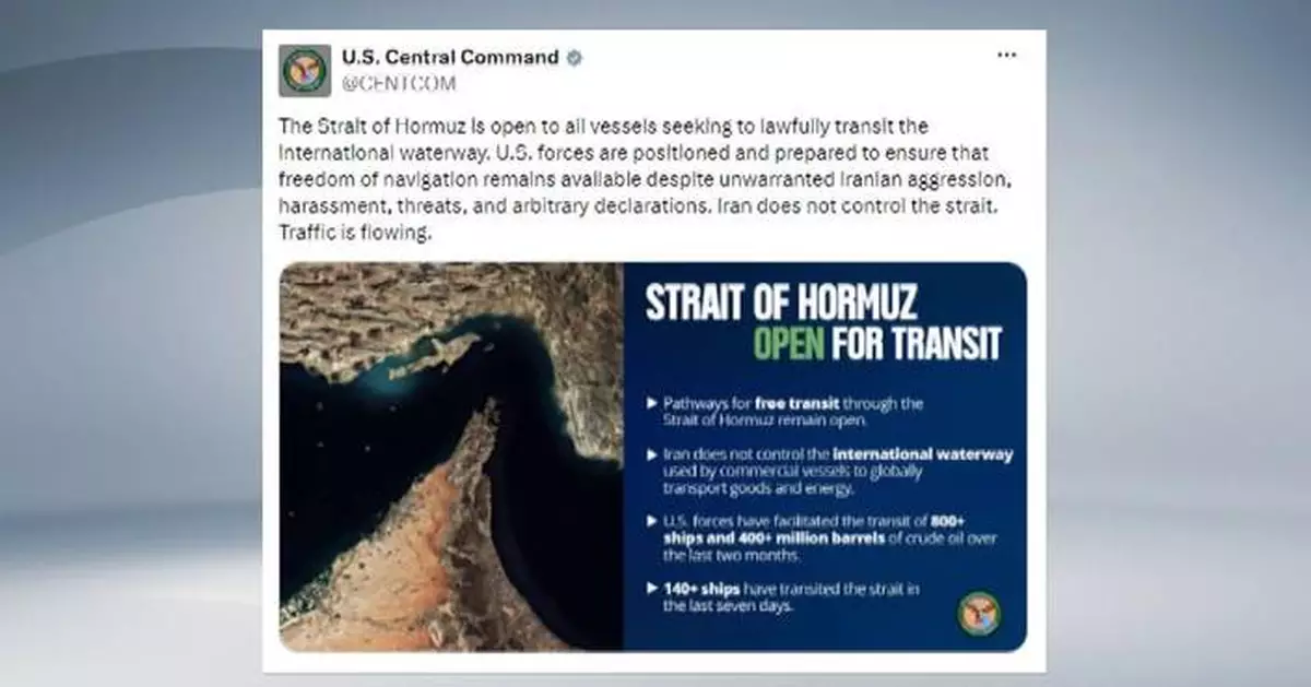 U.S. insists Strait of Hormuz remains open while Iran says transit halts