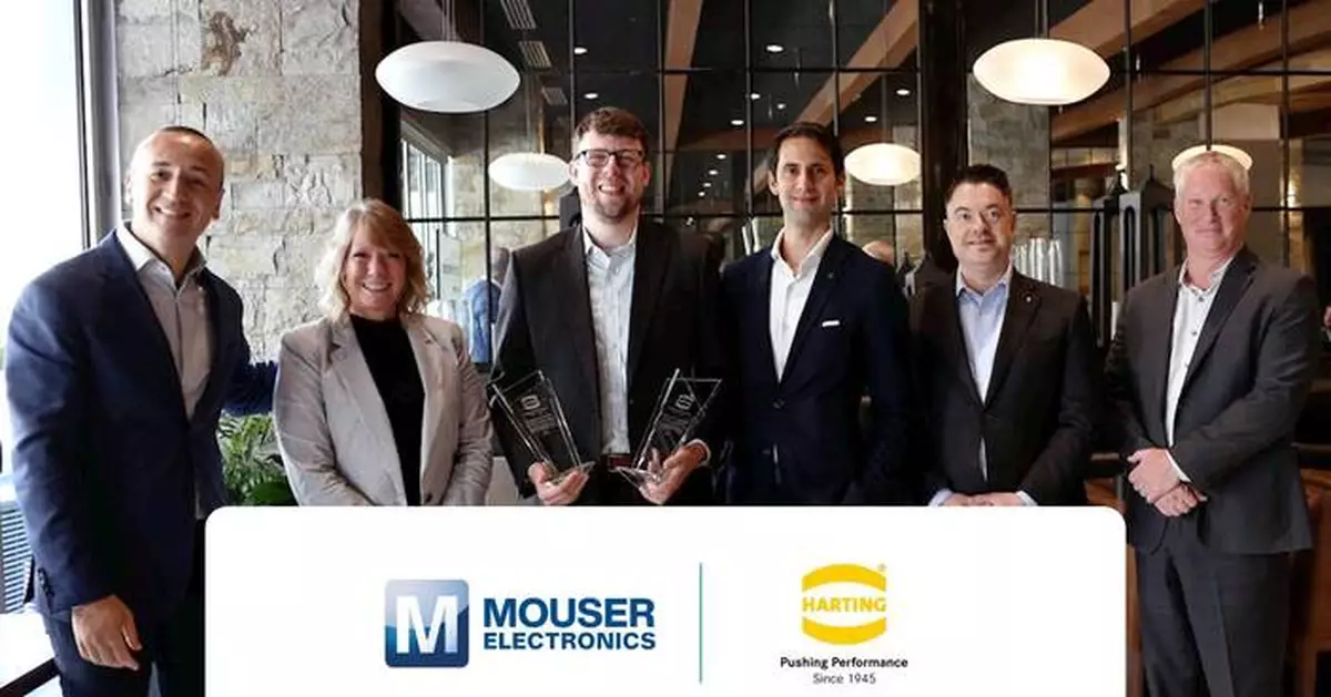 Mouser Electronics Honored with Top Global Distributor, Growth Awards from HARTING for Second Consecutive Year
