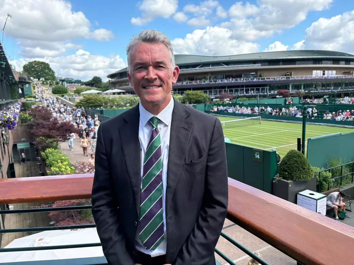 Neil Stubley, All England Club head of courts and horticulture at the Wimbledon Tennis Championships poses for a photographer in London, Wednesday, July 1, 2026.(AP Photo/Andrew Dampf)