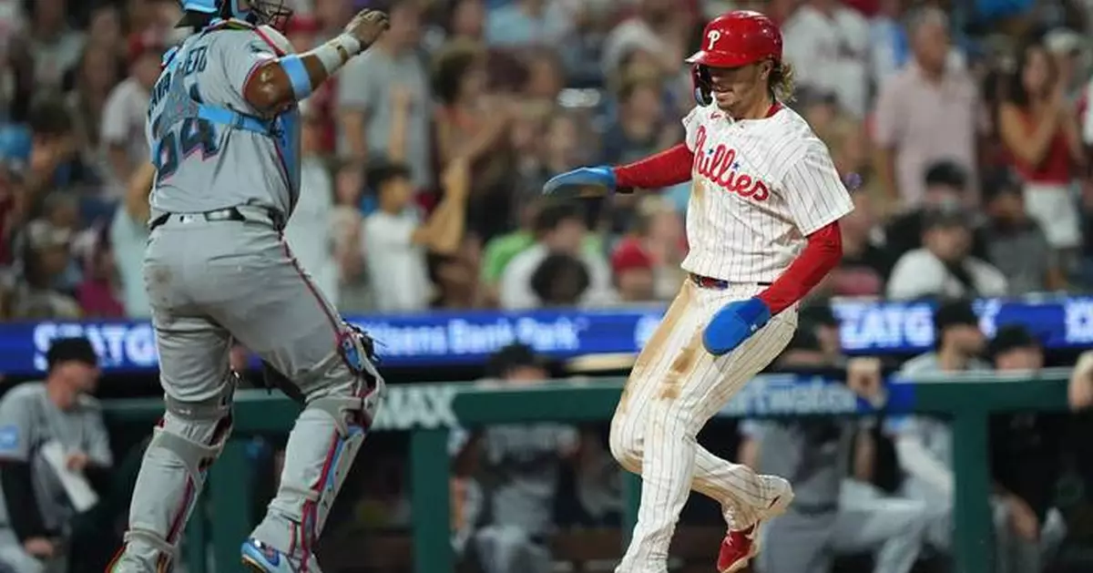 Bryson Stott's go-ahead 2-run single helps Phillies rally for 5th straight win, 6-4 over Marlins