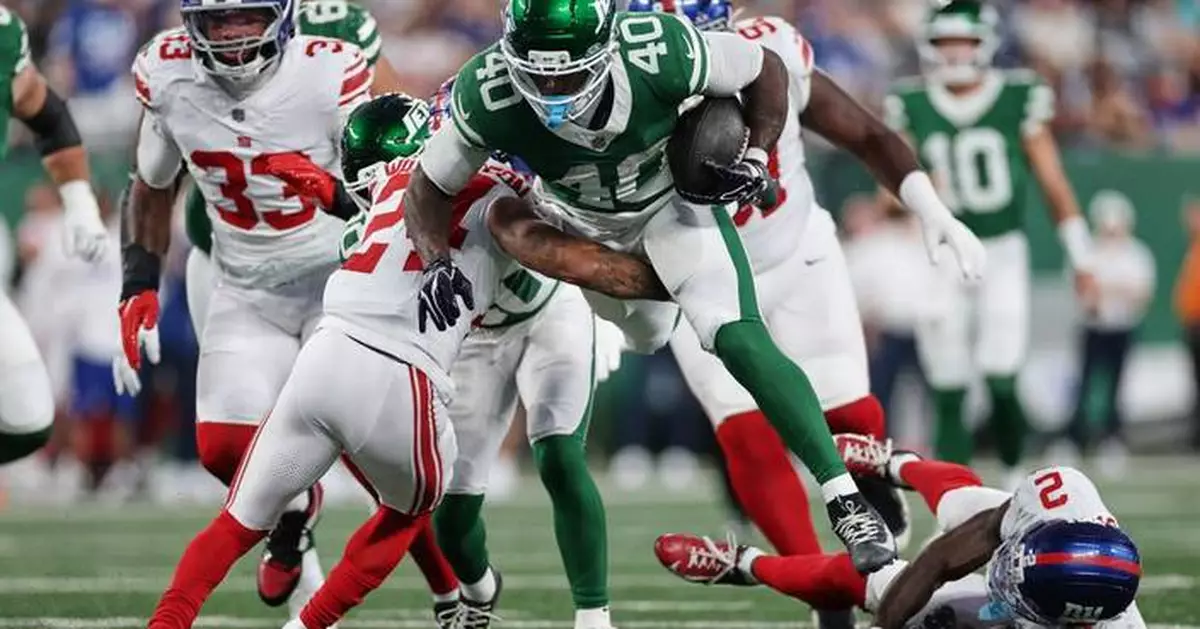 Jets' Chip Trayanum hospitalized with neck injury after early TD in 23-6 preseason loss to Giants