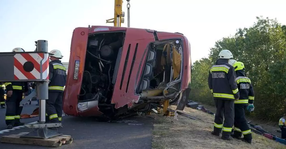 A bus crash in Hungary kills 12 people, injures at least 10 others