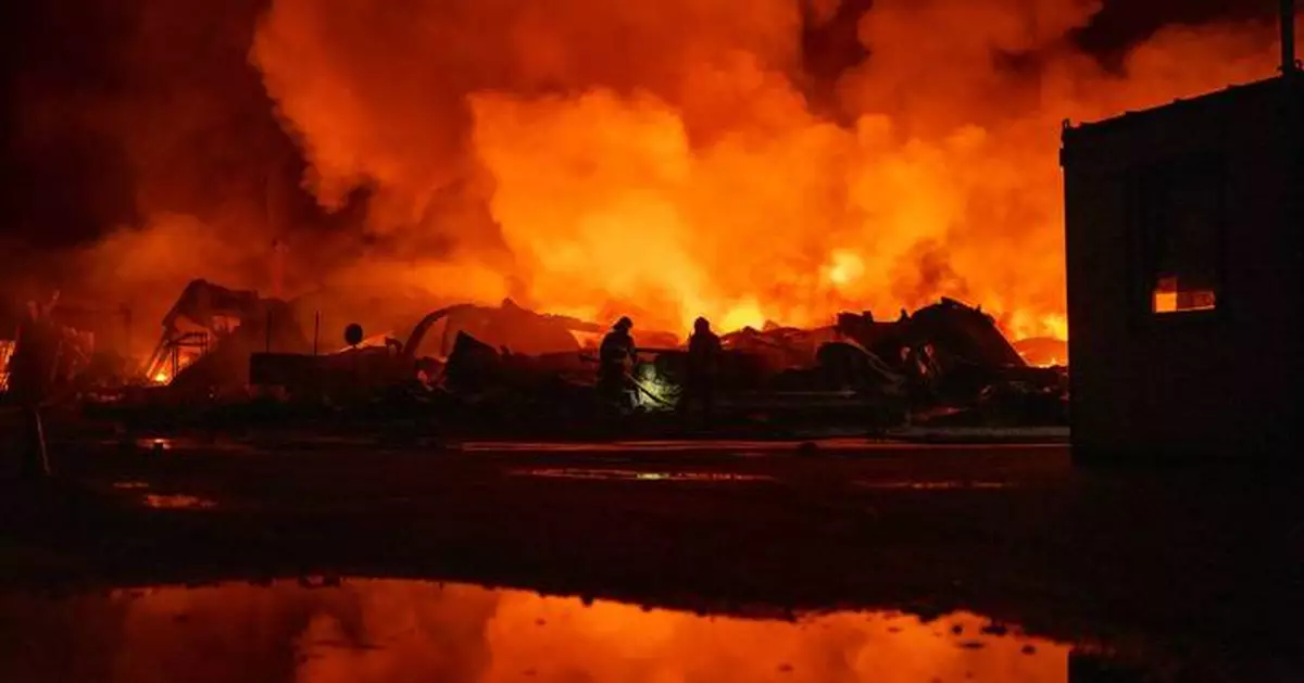 A Russian retail giant’s warehouse burns after Ukraine's latest long-range drone attack