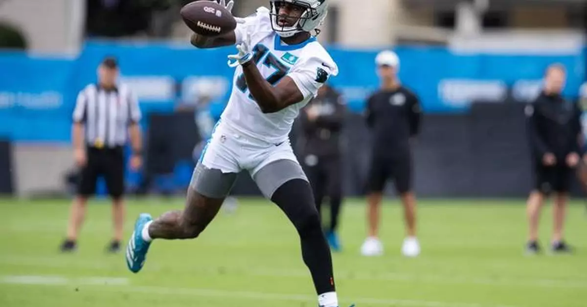 Panthers wide receiver Xavier Legette carted off the field with an upper body injury