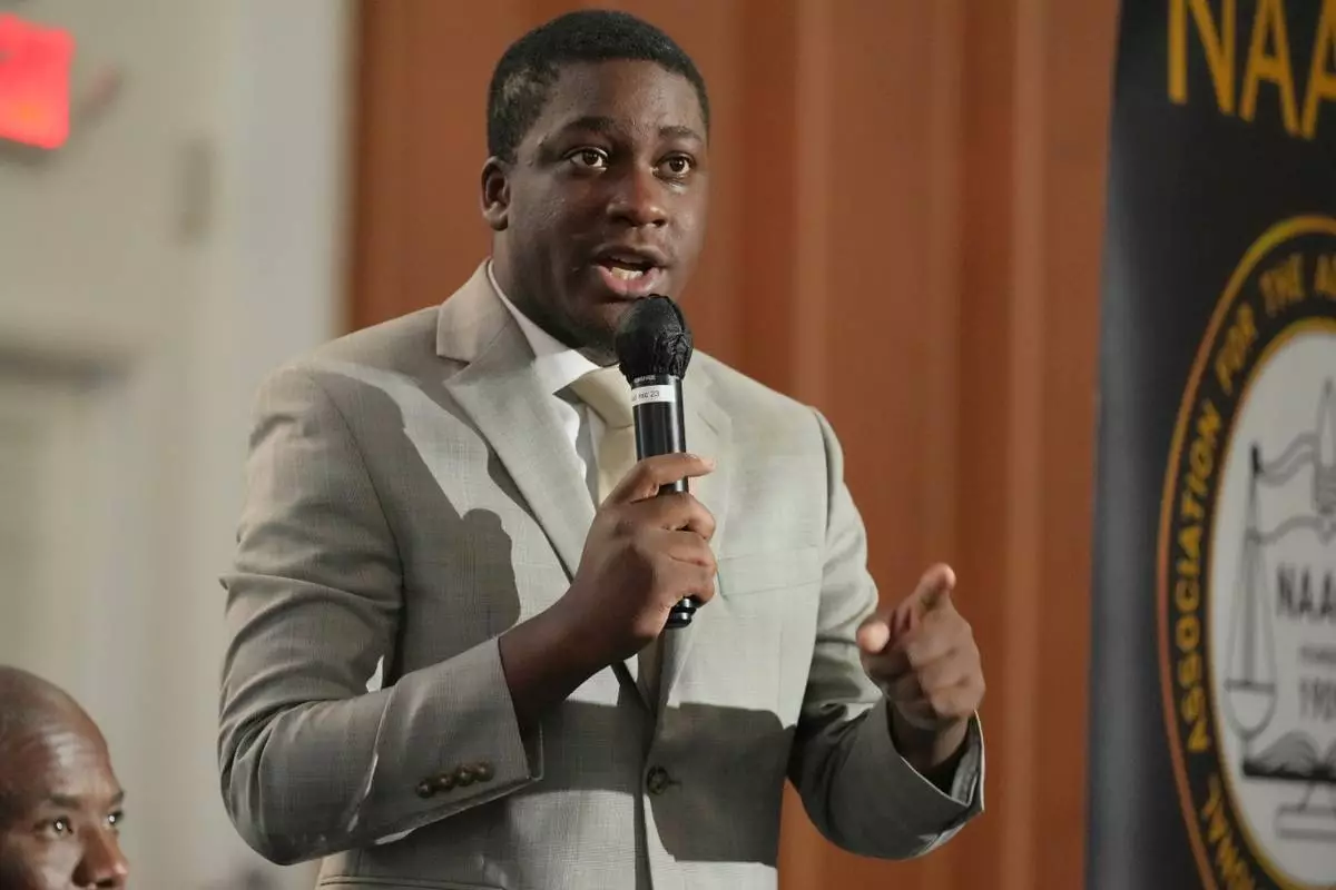 FILE - Democratic candidate Elijah Manley participates in a forum for candidates in Florida's 20th congressional race, July 23, 2026, in Fort Lauderdale, Fla. (AP Photo/Marta Lavandier, File)