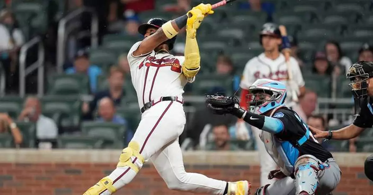 Acuña hits 2 homers, Olson adds blast as Braves beat Marlins 11-3 for season-best 8th straight win