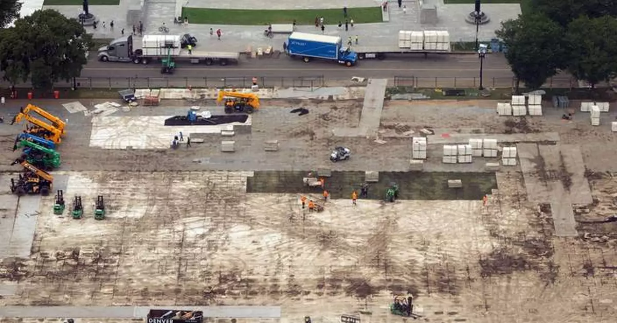 Trump blames vandals for damaged grass in the same spot where he held his big July 4 celebration