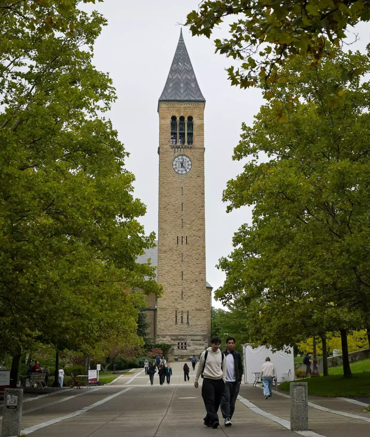 Ho Plaza is seen at Cornell University in Ithaca, N.Y., Monday, Sept. 28, 2026. (AP Photo/Heather Ainsworth)