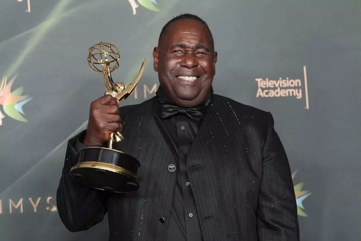 Ernest Harden Jr. poses in the press room with the award for outstanding guest actor in a drama series for "The Pitt" during night two of the Creative Arts Emmy Awards on Sunday, Sept. 6, 2026, in Los Angeles. (AP Photo/Chris Pizzello)