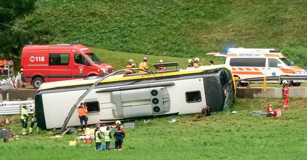 Dutch tour bus overturns in Switzerland, leaving several people dead, police say