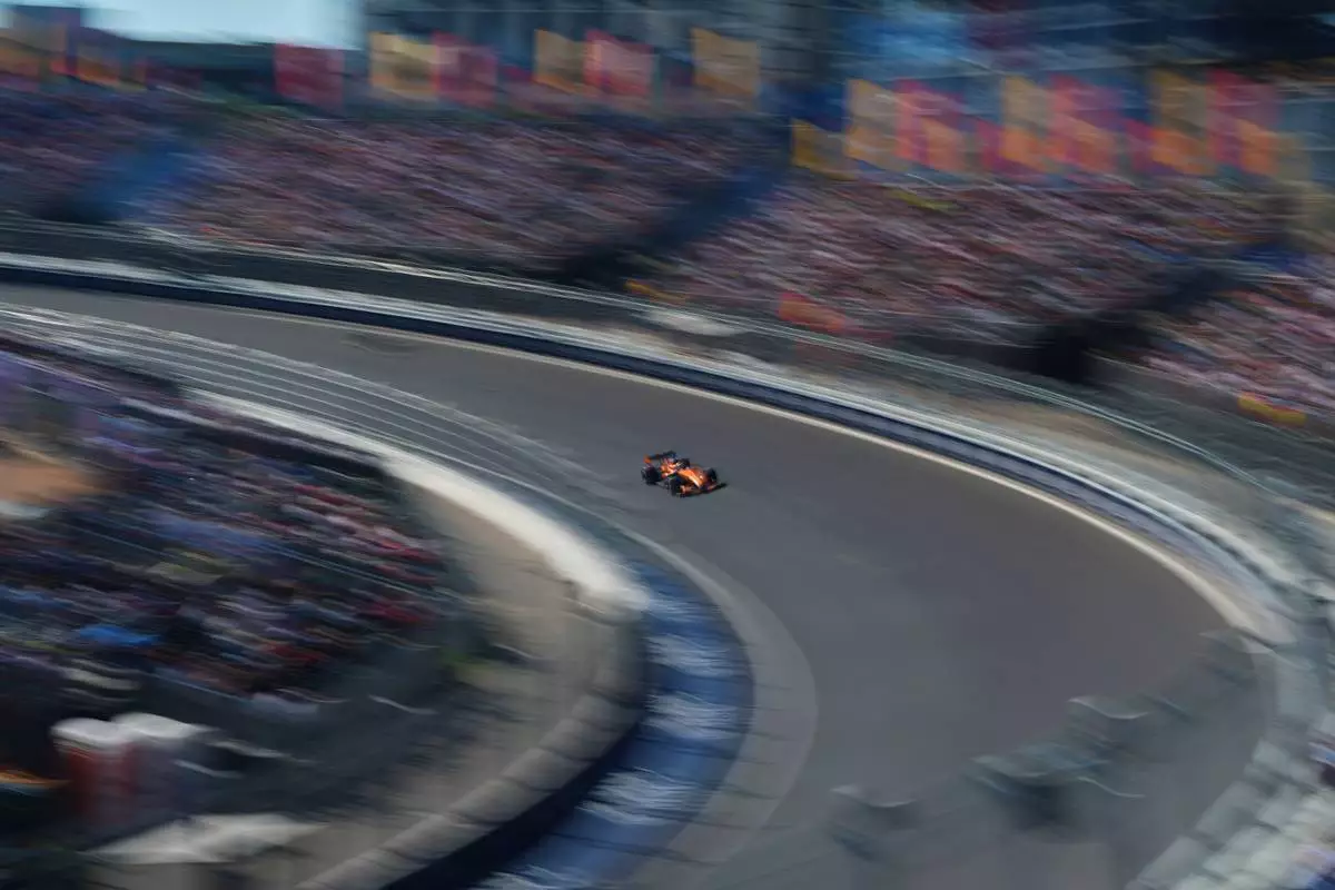 McLaren driver Lando Norris of Britain steers his car during the qualifying session ahead of the Spanish Formula One Grand Prix in Madrid, Saturday, Sept. 12, 2026. (AP Photo/Manu Fernandez)