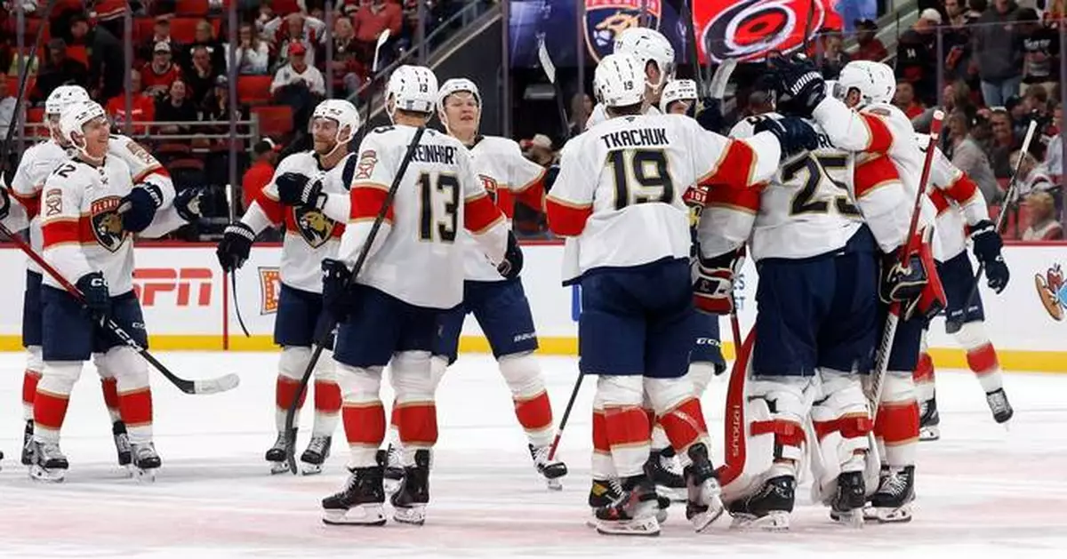 Forsling's OT blast lifts Panthers past reigning Stanley Cup champion Hurricanes 1-0