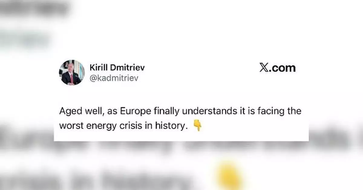 Europe facing worst energy crisis in history: Russia's presidential envoy