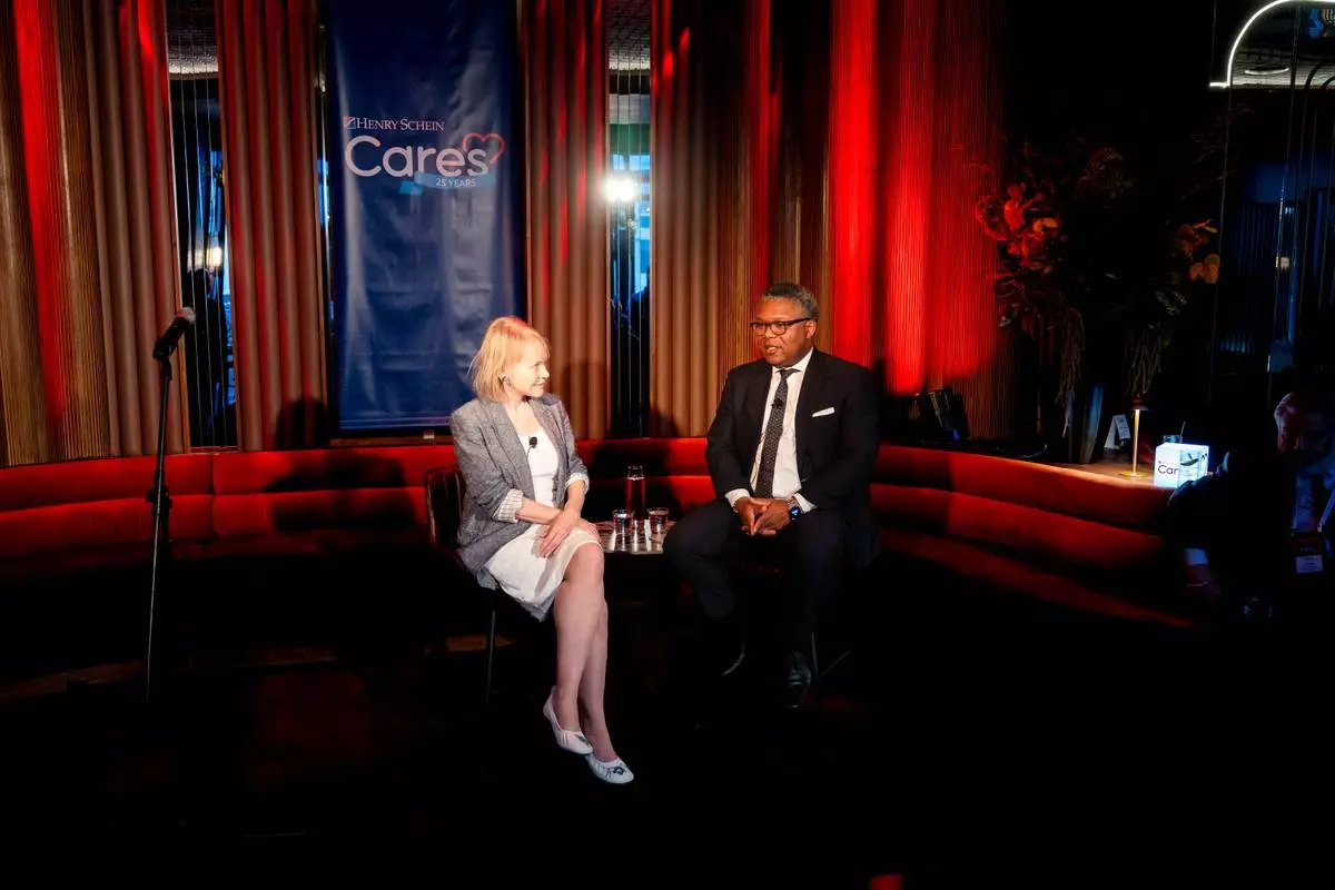 Fred Lowery, Chief Executive Officer of Henry Schein, and Diane Brady, Executive Editorial Director of Fortune, participate in a fireside chat during Henry Schein Cares’ 25th anniversary celebration in New York City, reflecting on the Company’s journey and the evolving role of sustainability and philanthropy in business.
