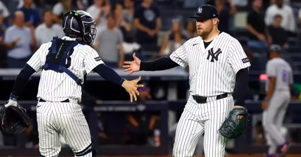 Judge hitless in return but Yankees clinch 34th straight winning season with 5-3 win over Rockies