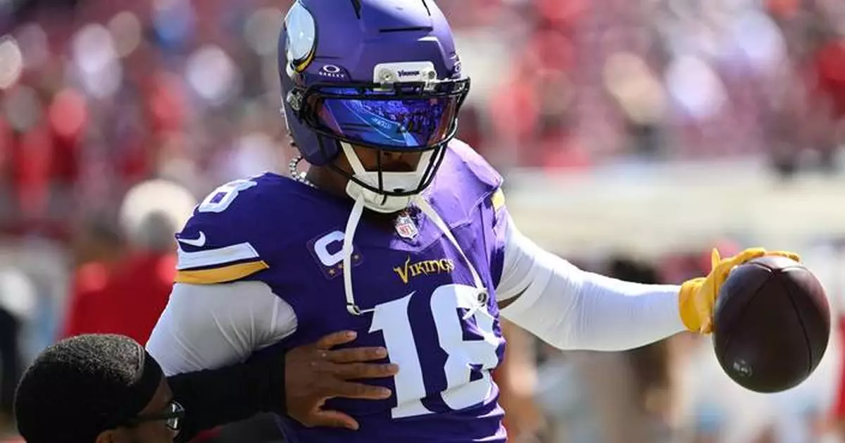 Vikings' Justin Jefferson ruled out against Buccaneers with an ankle injury