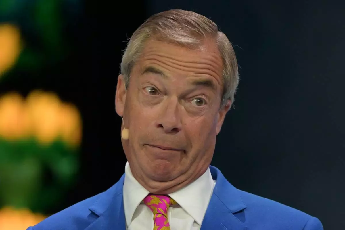 Reform Party Leader Nigel Farage speaks during a special tribute to Ann Widdecombe at the Reform party's annual conference at the National Exhibition Centre in Birmingham, England, Friday, Sept. 4, 2026. (AP Photo/Thomas Krych)