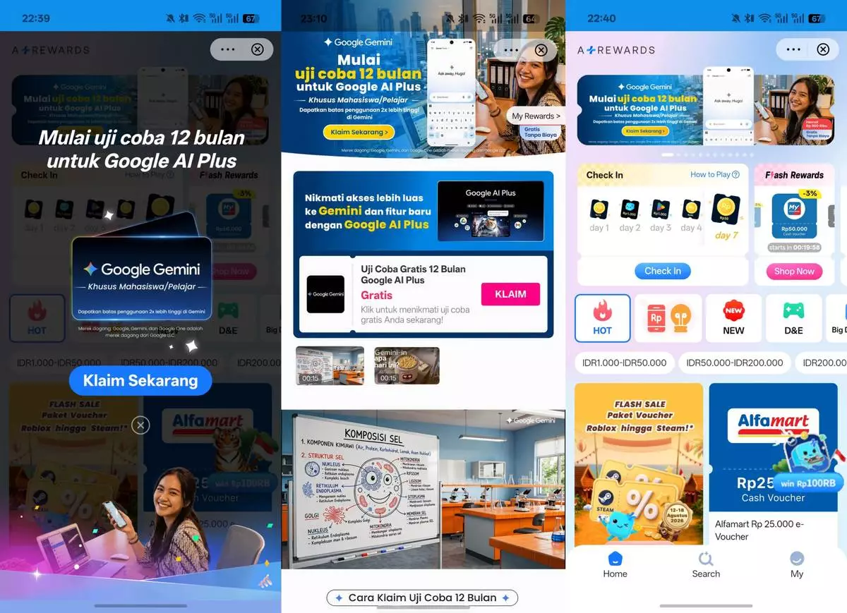 Google AI Plus free trial offers are available in select digital payment and retail channels partnering with A+Rewards in Indonesia, with more markets to follow.