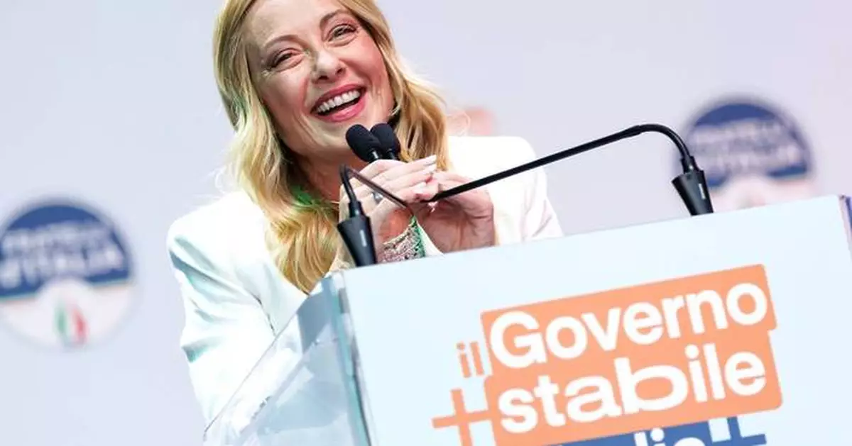 Meloni celebrates her Italian government's longevity during party rally in Bari