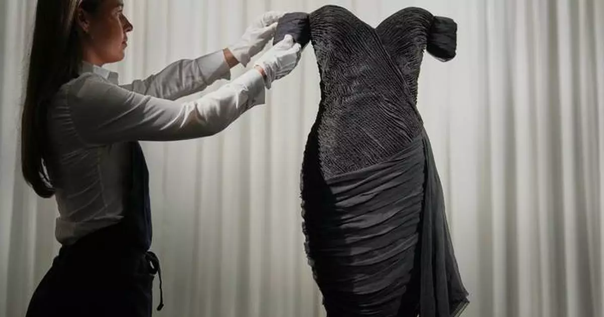 Back in black: Princess Diana's 'revenge dress' goes on show ahead of Sotheby's auction