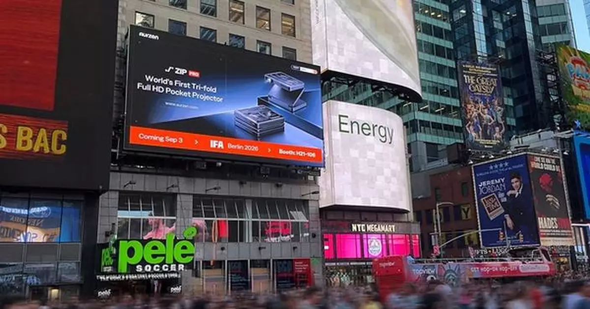 World's First Tri-Fold Full HD Pocket Projector: Aurzen ZIP Pro Takes Over Times Square