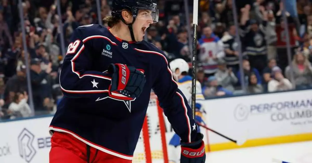 Knies has 2 goals and an assist in Columbus debut as Blue Jackets beat Sabres 6-3