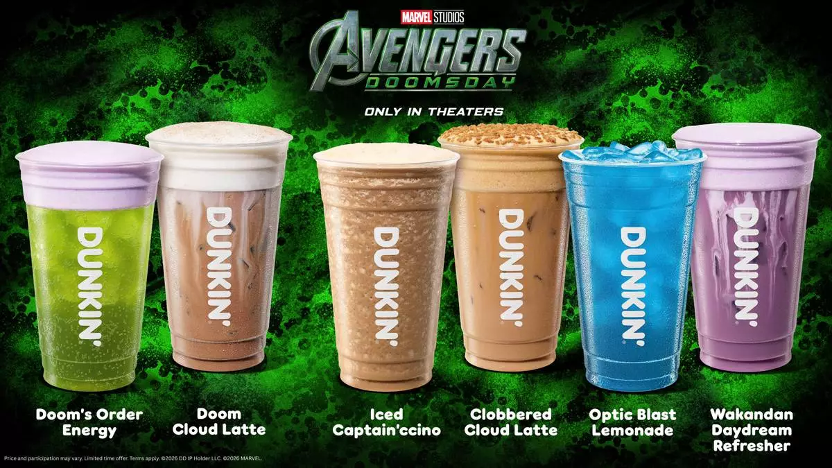 Dunkin’ and Marvel Studios’ “Avengers: Doomsday” are bringing guests a limited-time beverage lineup of character-inspired beverages, available Nov. 4 at participating Dunkin’ restaurants.