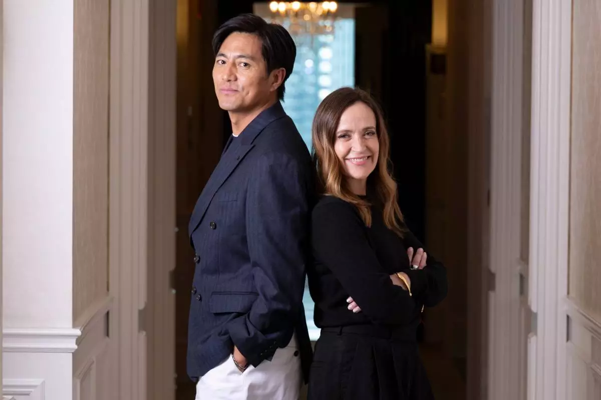 Director Jennifer Peedom, right, and actor Genden Phuntsok pose for a portrait to promote "Tenzing" during the Toronto International Film Festival in Toronto on Sept. 14, 2026. (Photo by Joel C Ryan/Invision/AP)